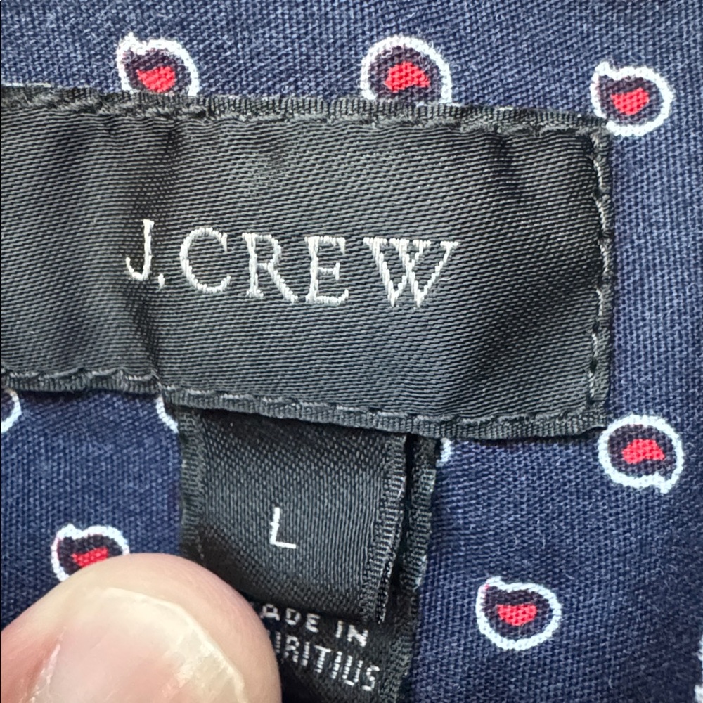 J Crew Slim Fit Navy Paisley Button Down Shirt Men Large Cotton Casual Preppy - Picture 4 of 10